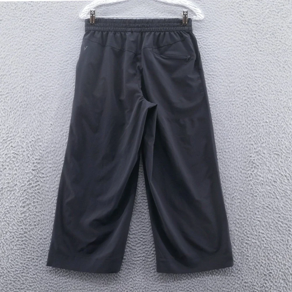 Indyeva Espesi Womens Black Stretch Cropped Wide Leg Pants Size Small